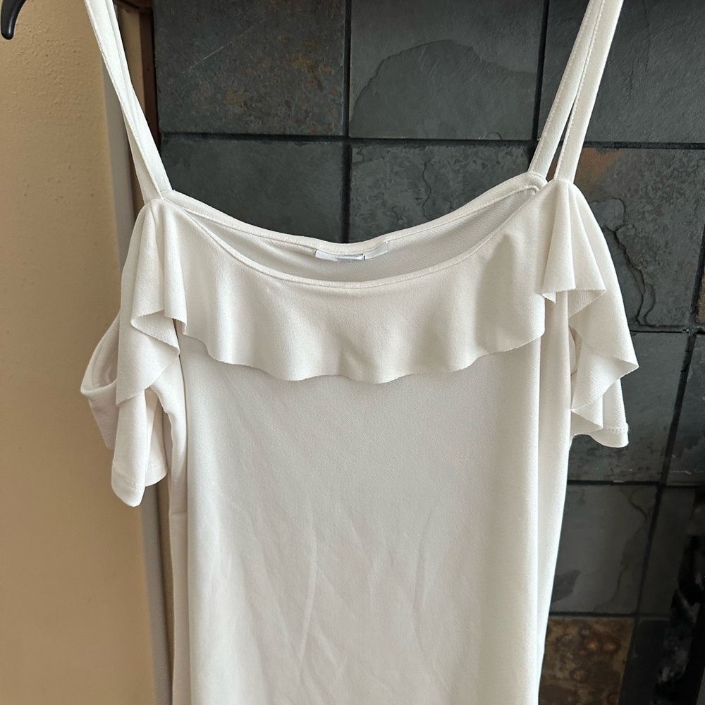 Bar III Cream Ruffle Camisole